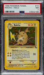 1999 Pokemon Fossil #14 Raichu Holographic PSA NM 7