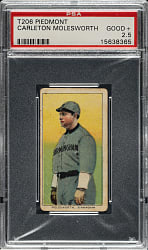 1909-1911 T206 White Border Carlton Molesworth Southern Leaguer PSA GOOD+ 2.5