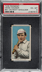 1909-1911 T206 White Border Heinie Wagner Bat on Right Shoulder PSA EX-MT 6