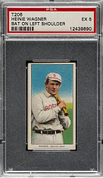 1909-1911 T206 White Border Heinie Wagner Bat on Left Shoulder PSA EX 5