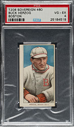 1909-1911 T206 White Border Buck Herzog Boston PSA VG-EX 4 - Sovereign 460 Back