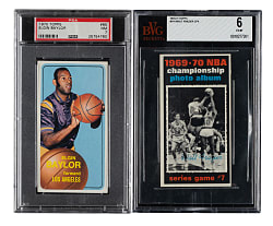 1970-1971 Topps Basketball #65 Elgin Baylor and #174 Walt Frazier Playoff Game 7 PSA- and BVG-Graded Pair
