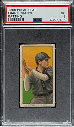 1909-1911 T206 White Border Frank Chance Batting PSA VG 3 - Polar Bear Back