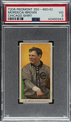 1909-1911 T206 White Border Mordecai Brown Chicago on Shirt PSA VG 3