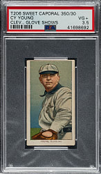 1909-1911 T206 White Border Cy Young Glove Shows PSA VG+ 3.5