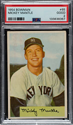 1954 Bowman #65 Mickey Mantle PSA GOOD 2