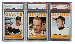 1964 Topps PSA NM-MT+ 8.5 Trio: Chuck Hiller, Bob Shaw, and Al Dark