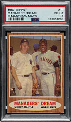 1962 Topps #18 Managers' Dream with Mickey Mantle and Willie Mays PSA VG-EX 4