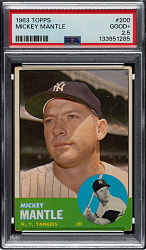 1963 Topps #200 Mickey Mantle PSA GOOD+ 2.5