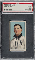 1909-1911 T206 White Border Ray Ryan Southern Leaguer PSA EX+ 5.5 - Old Mill Back