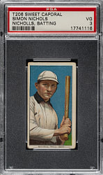 1909-1911 T206 White Border Simon Nichols Batting PSA VG 3