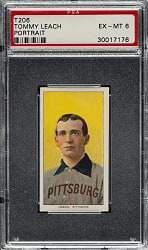 1909-1911 T206 White Border Tommy Leach Portrait PSA EX-MT 6
