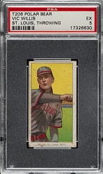 1909-1911 T206 White Border Vic Willis Throwing PSA EX 5 - Polar Bear Back