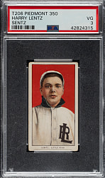 1909-1911 T206 White Border Harry Lentz Southern Leaguer PSA VG 3