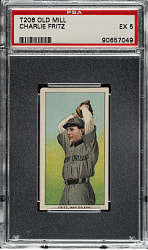 1909-1911 T206 White Border Charlie Fritz Southern Leaguer PSA EX 5 - Old Mill Back