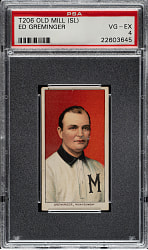 1909-1911 T206 White Border Ed Greminger Southern Leaguer PSA VG-EX 4 - Old Mill Back