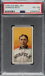 1909-1911 T206 White Border Charles Seitz Southern Leaguer PSA VG-EX 4 - Old Mill Back
