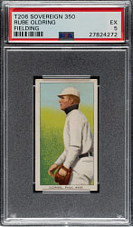 1909-1911 T206 White Border Rube Oldring Fielding PSA EX 5 - Sovereign 350 Back