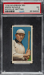 1909-1911 T206 White Border Simon Nichols Batting PSA EX 5 - Sovereign 350 Back