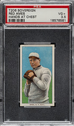 1909-1911 T206 White Border Red Ames Hands at Chest PSA VG+ 3.5 - Sovereign 150 Back