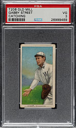 1909-1911 T206 White Border Gabby Street Catching PSA VG 3 - Old Mill Back