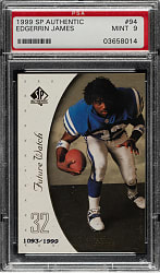 1999 Upper Deck SP Authentic Football #94 Edgerrin James Rookie #1,093/1,999 PSA MINT 9