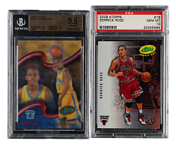 2005-2006 and 2008-2009 eTopps Basketball PSA and BGS-Graded Pair: Derrick Rose and Chris Paul