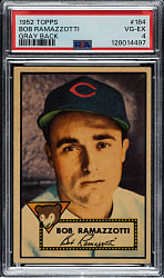 1952 Topps #184 Bob Ramazzotti PSA VG-EX 4 - "Canadian" Gray Back