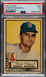 1952 Topps #180 Charley Maxwell PSA VG 3 - "Canadian" Gray Back
