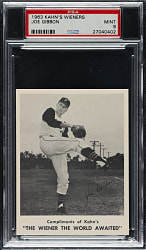 1963 Kahn's Wieners Joe Gibbon PSA MINT 9