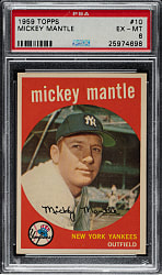 1959 Topps #10 Mickey Mantle PSA EX-MT 6