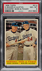 1958 Topps #314 Walt Alston/Duke Snider PSA NM-MT 8