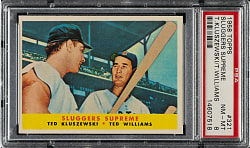 1958 Topps #321 Sluggers Supreme with Ted Williams and Ted Kluszewski PSA NM-MT 8