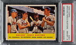 1958 Topps #351 Fence Busters with Hank Aaron and Ed Mathews PSA NM-MT 8