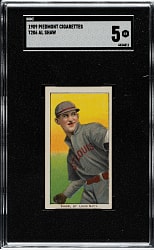 1909-1911 T206 White Border Al Shaw SGC EX 5
