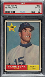 1961 Topps #362 Frank Funk PSA MINT 9
