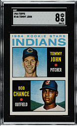 1964 Topps #146 Indians Rookie Stars with Tommy John SGC NM/MT 8