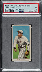 1909-1911 T206 White Border Larry Doyle Throwing PSA EX 5