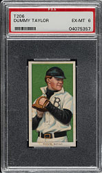 1909-1911 T206 White Border Dummy Taylor PSA EX-MT 6 - Old Mill Back