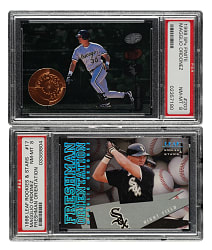 1998 Upper Deck SPx Finite and Donruss Leaf Rookies & Stars Freshman Orientation Magglio Ordonez Rookie PSA NM-MT 8 Pair - Both Numbered to 5,000