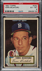 1952 Topps #252 Vern Bickford PSA EX-MT 6