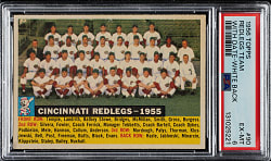 1956 Topps #90 Redlegs Team With Date White Back PSA EX-MT 6