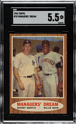 1962 Topps #18 Managers' Dream with Mickey Mantle and Willie Mays SGC EX+ 5.5