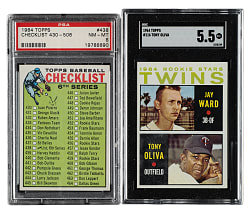 1964 Topps #116 Tony Oliva and #438 Checklist PSA- and SGC-Graded Pair