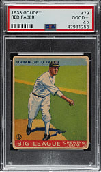 1933 R319 Goudey #79 Red Faber PSA GOOD+ 2.5