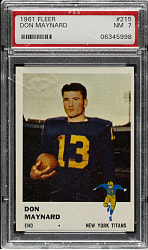 1961 Fleer Football #215 Don Maynard Rookie PSA NM 7