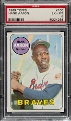 1969 Topps #100 Hank Aaron PSA EX-MT 6
