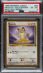 1999 Pokemon Jungle Fruit Roll Promo #56 Meowth Gold Border PSA EX-MT 6