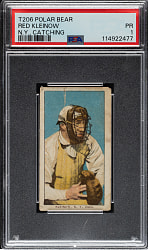 1909-1911 T206 White Border Red Kleinow New York, Catching PSA POOR 1 - Polar Bear Back