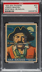 1933 R124 World Wide Gum (Canadian Goudey) "Sea Raiders" #37 Joseph Bradish High Number PSA VG 3